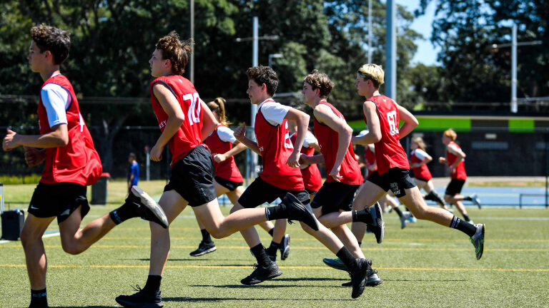 Group of Sporskey athletes warming up at a testing event